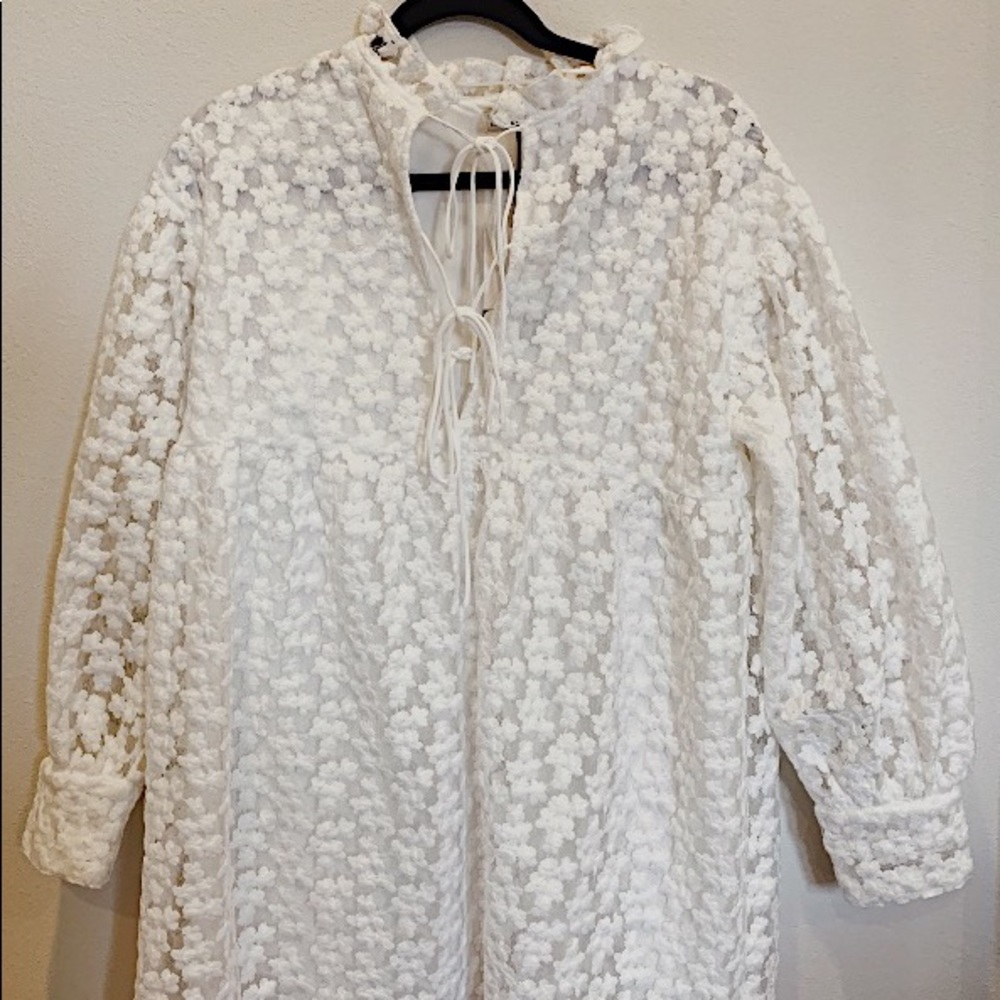 White dress with floral pattern from Zara